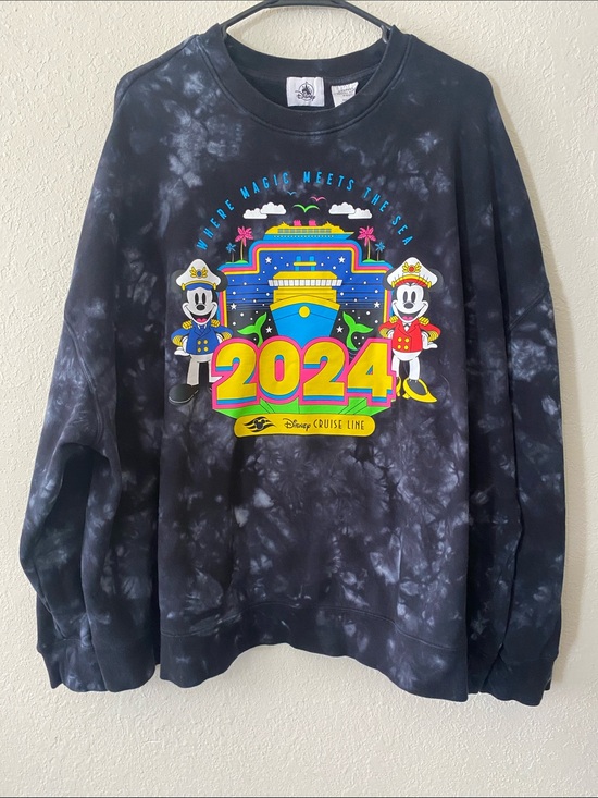 Disney Sweaters - Disney Black & White Tie-Dye 2024 Cruise Graphic Crewneck